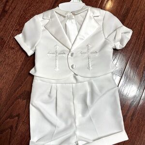 White Baby Christening Outfit with Cross Embroidery